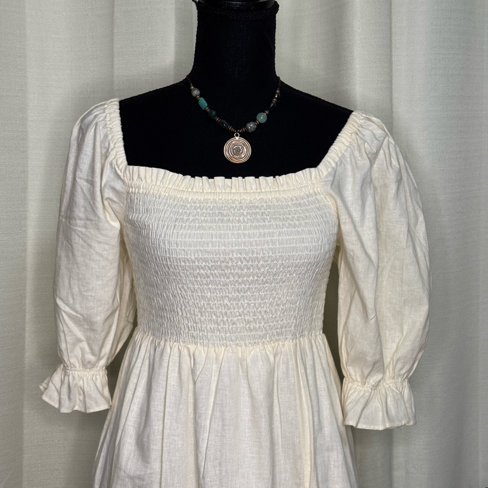GAP Cream Short Puff Sleeve Dress - Picture 3 of 14